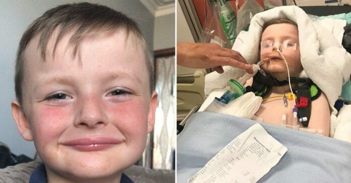 ילד חזר הביתה עם כאב ראש, ימים אחר כך הוא הורדם והונשם כדי לעצור נפיחות במוח והתקפים